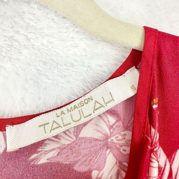 La Maison Talulah Silk Blend Long Sleeve Floral Ruffle Mini Dress Size Small Red - Picture 9 of 10